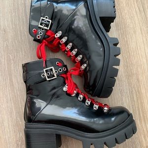 Free People - Check Lace Up Boots